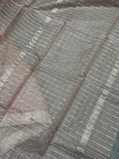 DUSTY MAUVE COTTON PURE HANDLOOM CHANDERI SAREE