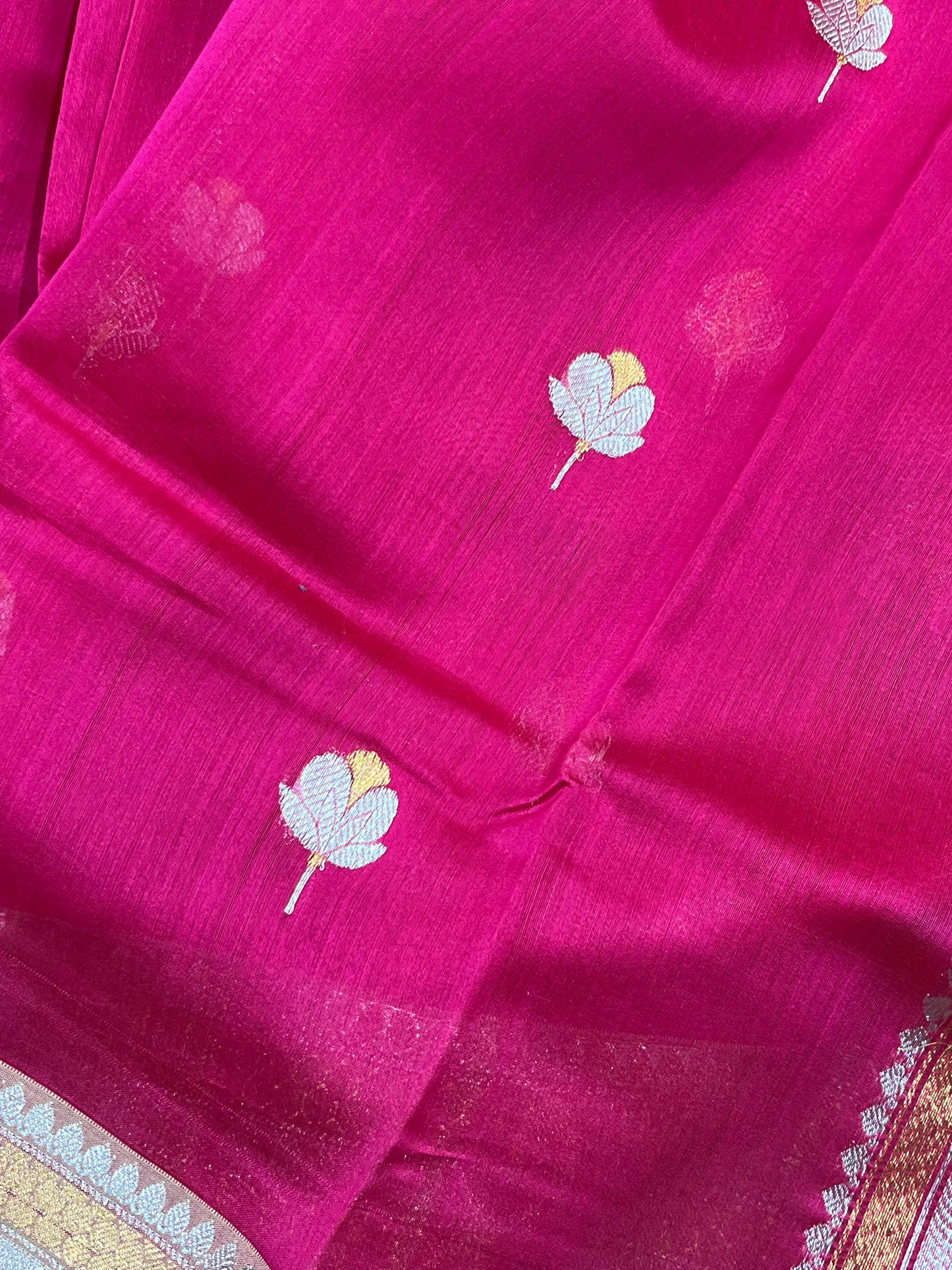 PINK COTTON PURE HANDLOOM CHANDERI SAREE
