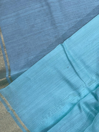 BLUE COTTON PURE HANDLOOM CHANDERI SAREE