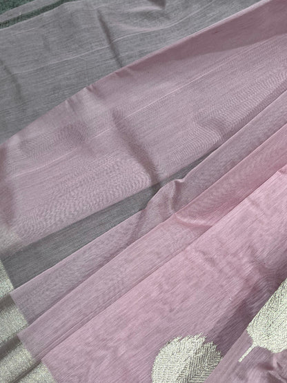 PINK COTTON PURE HANDLOOM CHANDERI SAREE