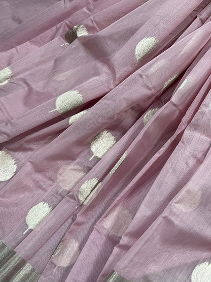 PINK COTTON PURE HANDLOOM CHANDERI SAREE