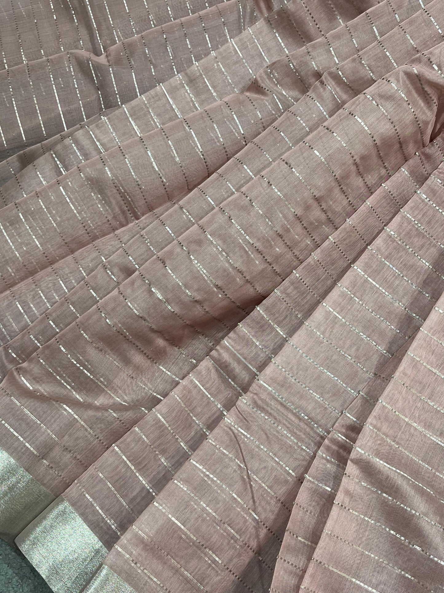 DUSTY MAUVE COTTON PURE HANDLOOM CHANDERI SAREE