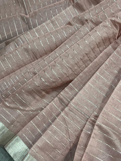 DUSTY MAUVE COTTON PURE HANDLOOM CHANDERI SAREE