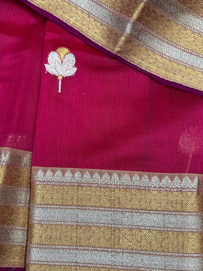 PINK COTTON PURE HANDLOOM CHANDERI SAREE
