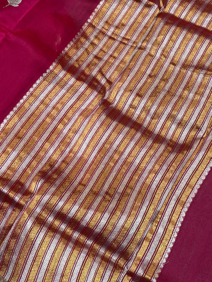 PINK COTTON PURE HANDLOOM CHANDERI SAREE