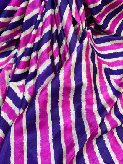 PURPLE PINK TASSAR PURE HANDLOOM LEHERIYA SAREE