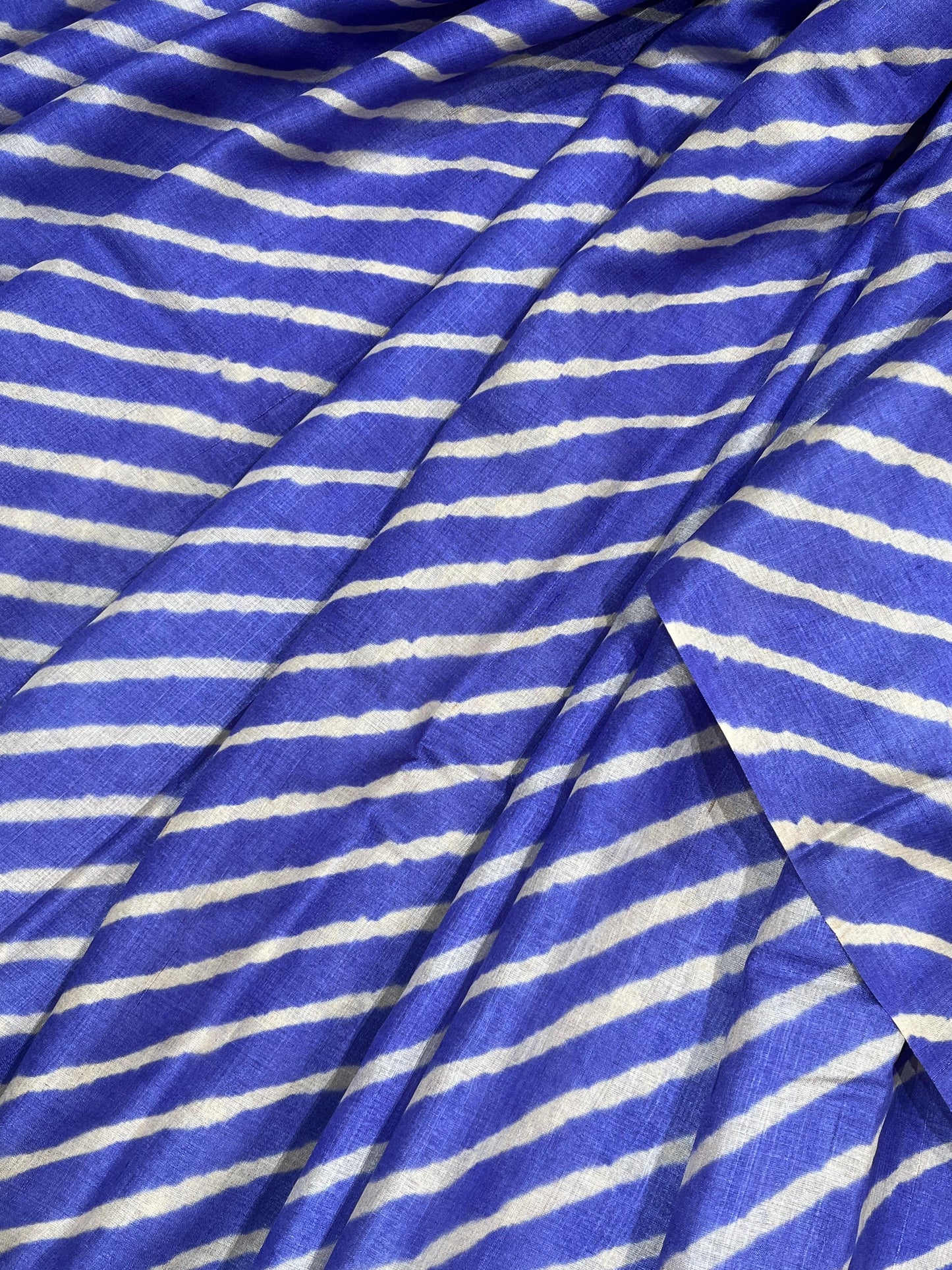 ROYAL BLUE TASSAR PURE HANDLOOM LEHERIYA SAREE