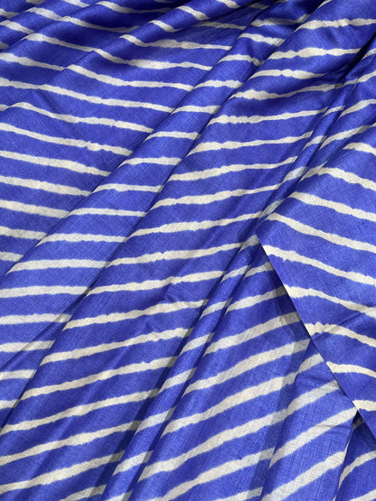 ROYAL BLUE TASSAR PURE HANDLOOM LEHERIYA SAREE