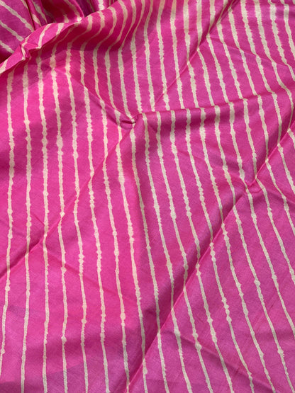 PINK TASSAR PURE HANDLOOM LEHERIYA SAREE