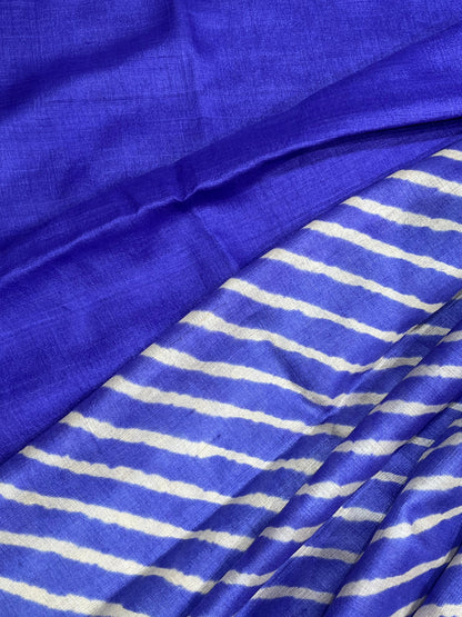 ROYAL BLUE TASSAR PURE HANDLOOM LEHERIYA SAREE