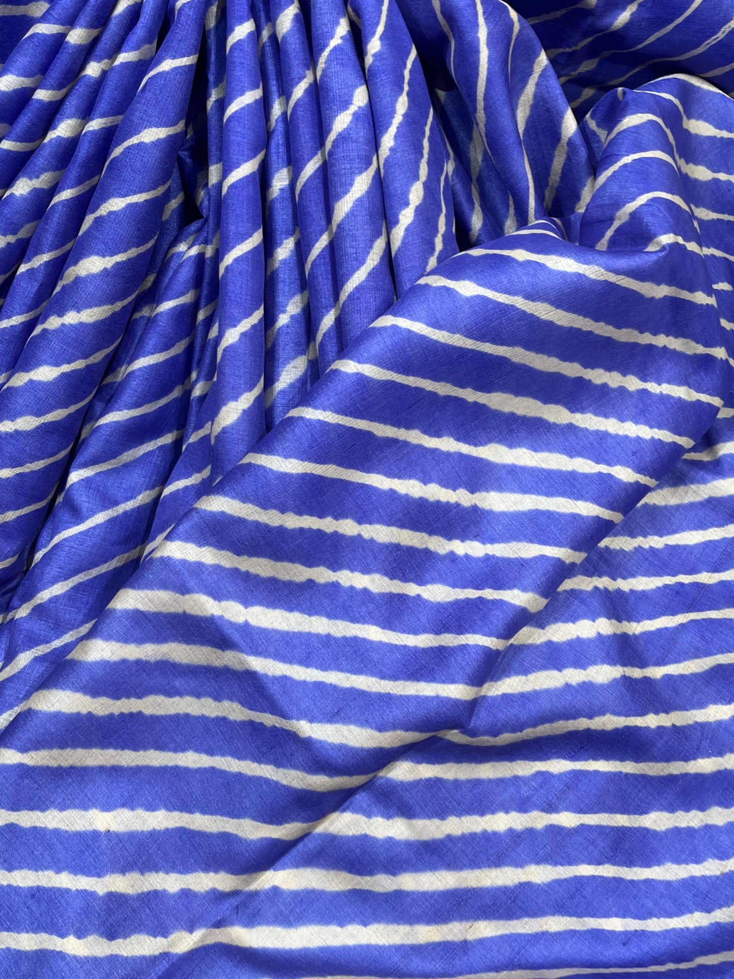 ROYAL BLUE TASSAR PURE HANDLOOM LEHERIYA SAREE