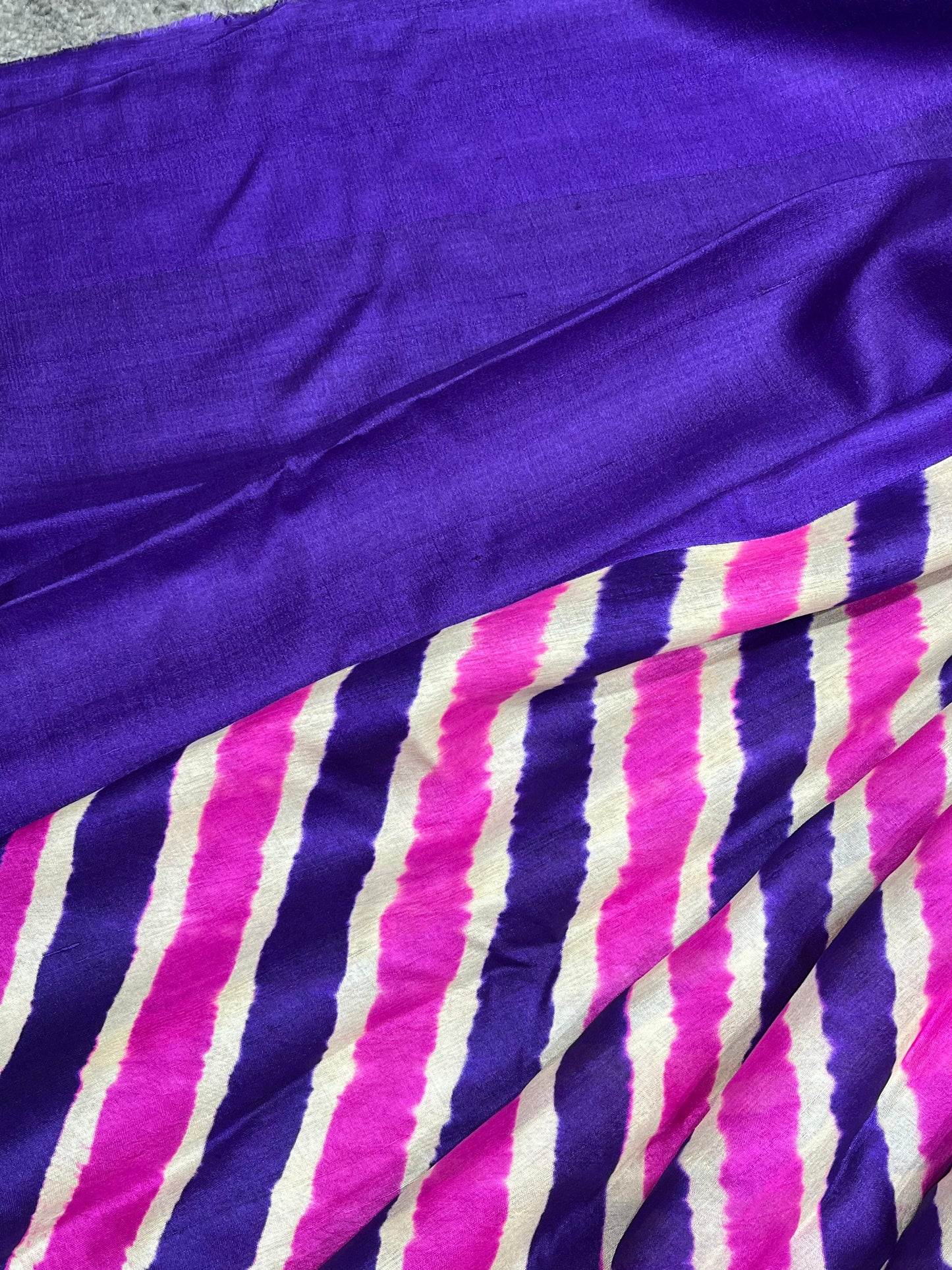 PURPLE PINK TASSAR PURE HANDLOOM LEHERIYA SAREE