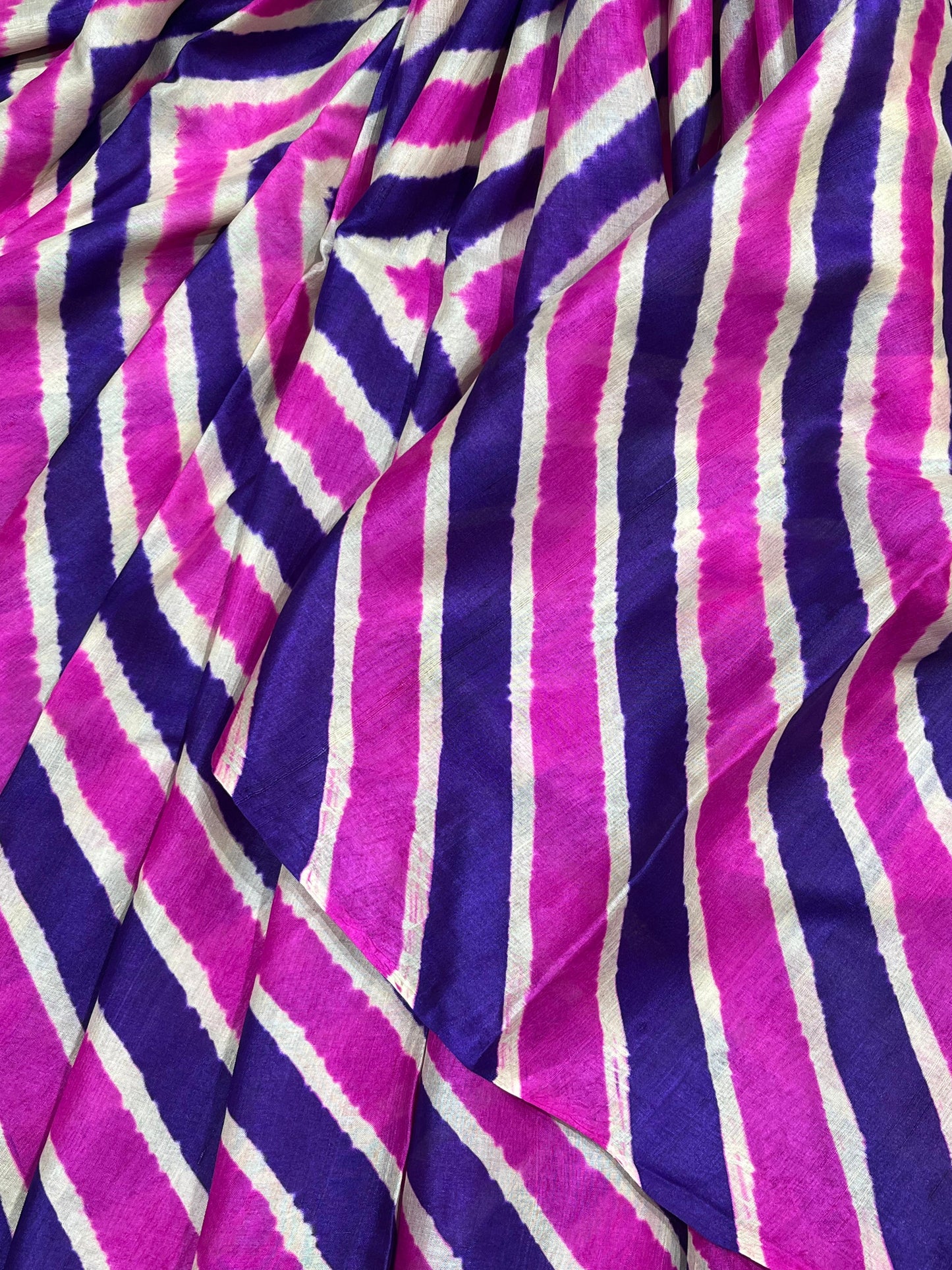 PURPLE PINK TASSAR PURE HANDLOOM LEHERIYA SAREE