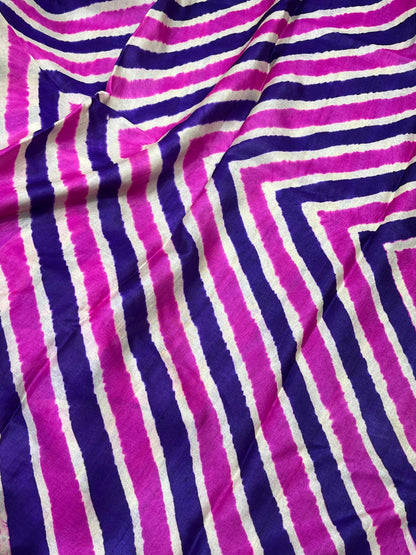 PURPLE PINK TASSAR PURE HANDLOOM LEHERIYA SAREE