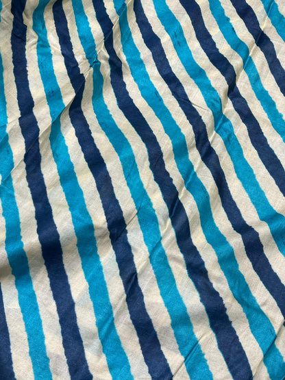 WHITE BLUE NAVY BLUE TASSAR PURE HANDLOOM LEHERIYA SAREE
