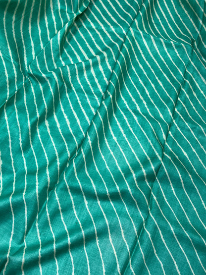 SEA GREEN TASSAR PURE HANDLOOM LEHERIYA SAREE