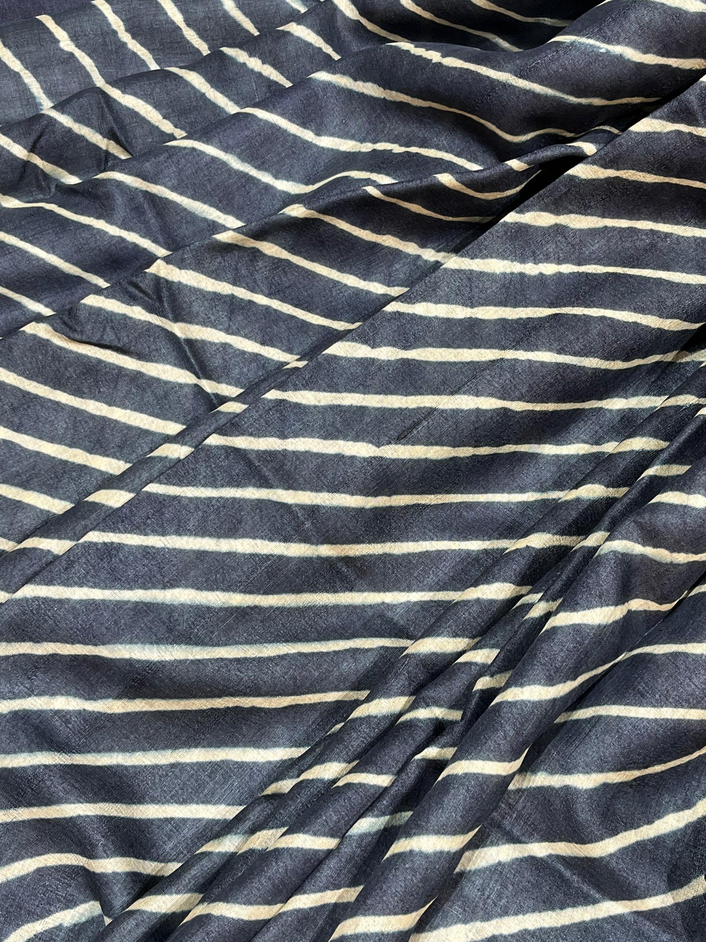 NAVY BLUE TASSAR PURE HANDLOOM LEHERIYA SAREE