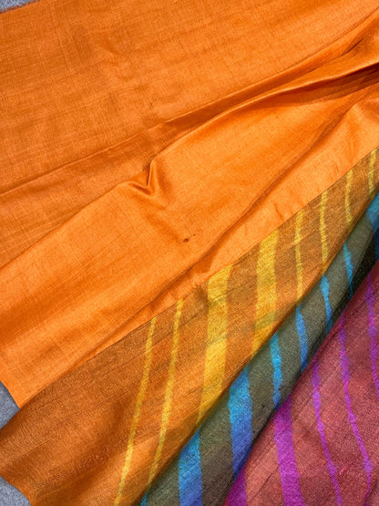 MULTICOLOUR TASSAR PURE HANDLOOM LEHERIYA SAREE