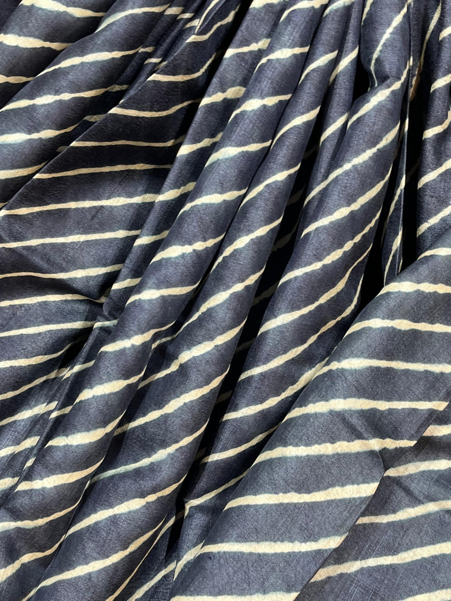 NAVY BLUE TASSAR PURE HANDLOOM LEHERIYA SAREE
