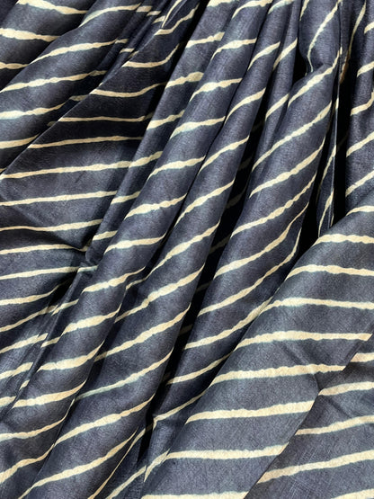 NAVY BLUE TASSAR PURE HANDLOOM LEHERIYA SAREE