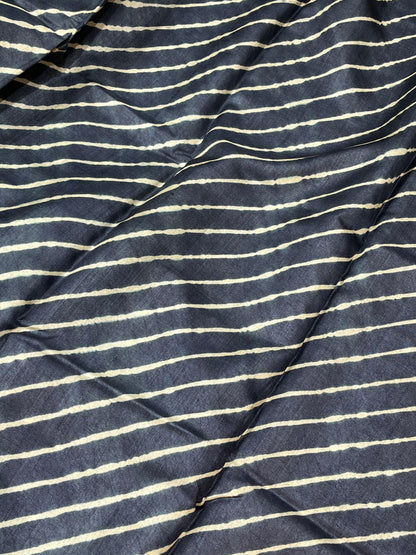 NAVY BLUE TASSAR PURE HANDLOOM LEHERIYA SAREE
