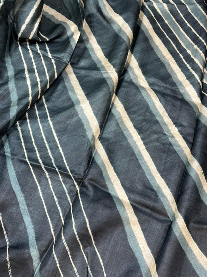 SLATE GREY TASSAR PURE HANDLOOM LEHERIYA SAREE