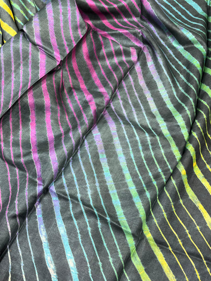 BLACK TASSAR  PURE HANDLOOM LEHERIYA SAREE