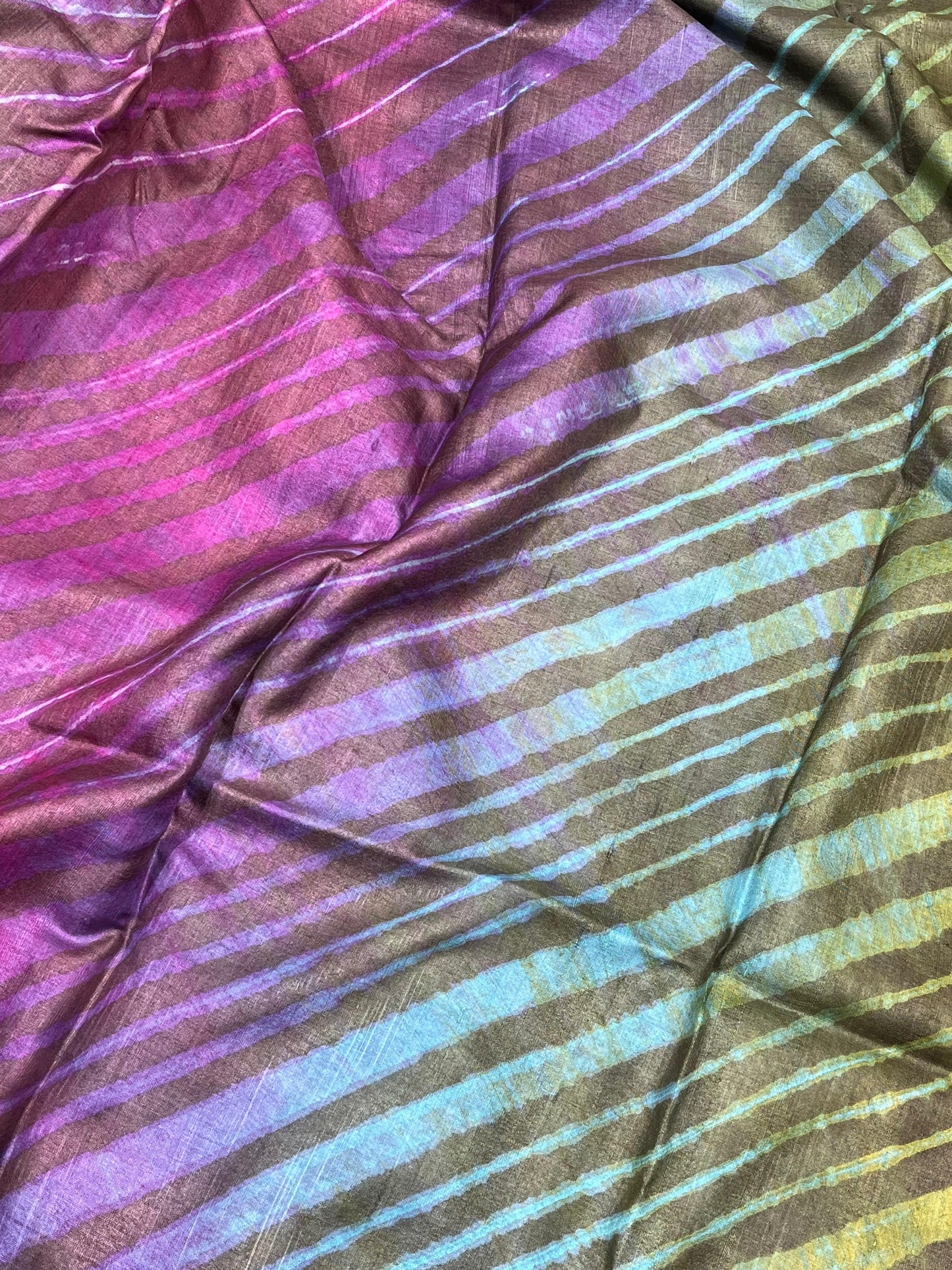 BROWN TASSAR PURE HANDLOOM LEHERIYA SAREE