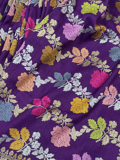 PURPLE TASSAR GEORGETTE PURE HANDLOOM BANARASI SAREE