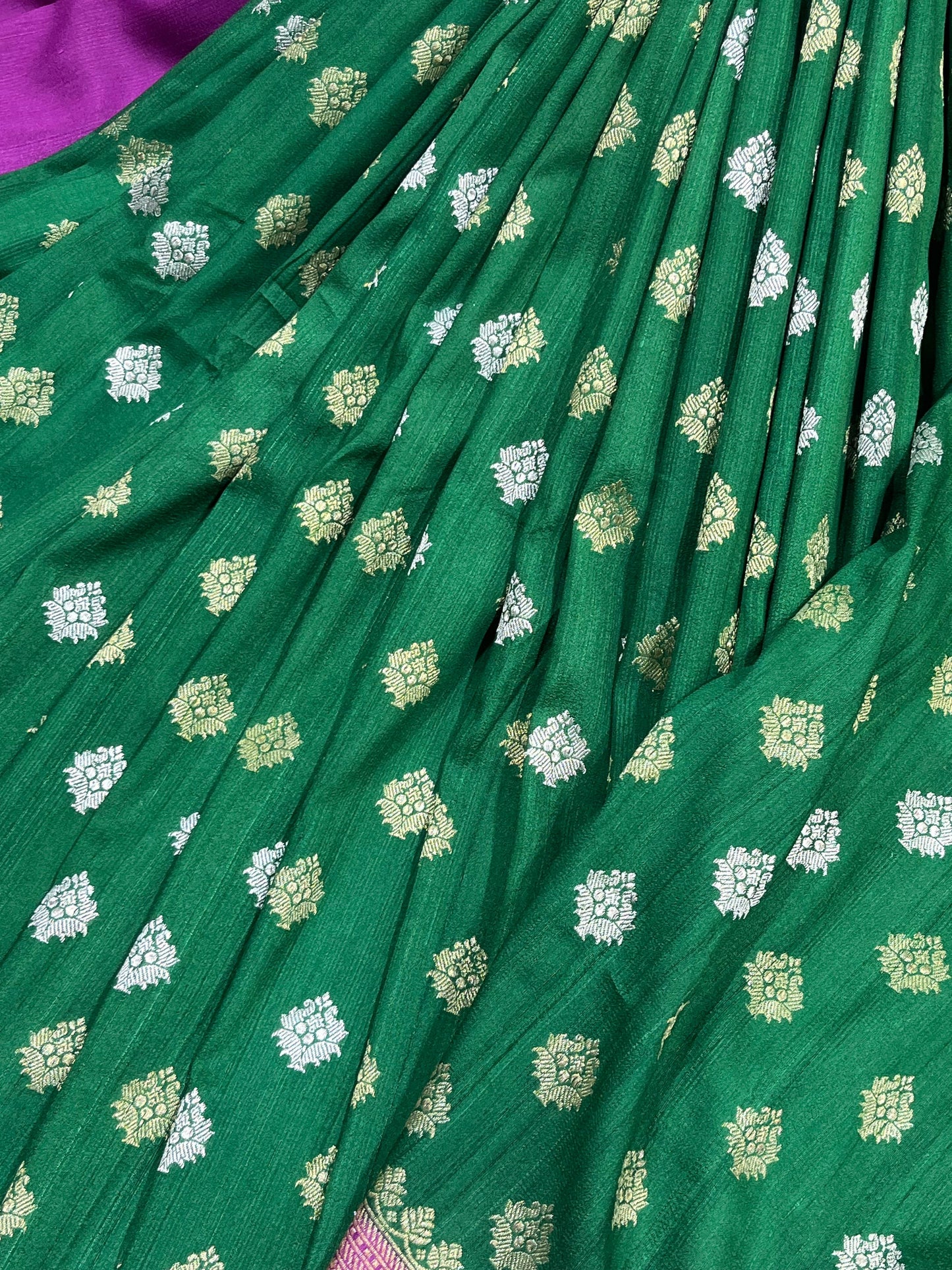 GREEN TASSAR GEORGETTE PURE HANDLOOM BANARASI SAREE