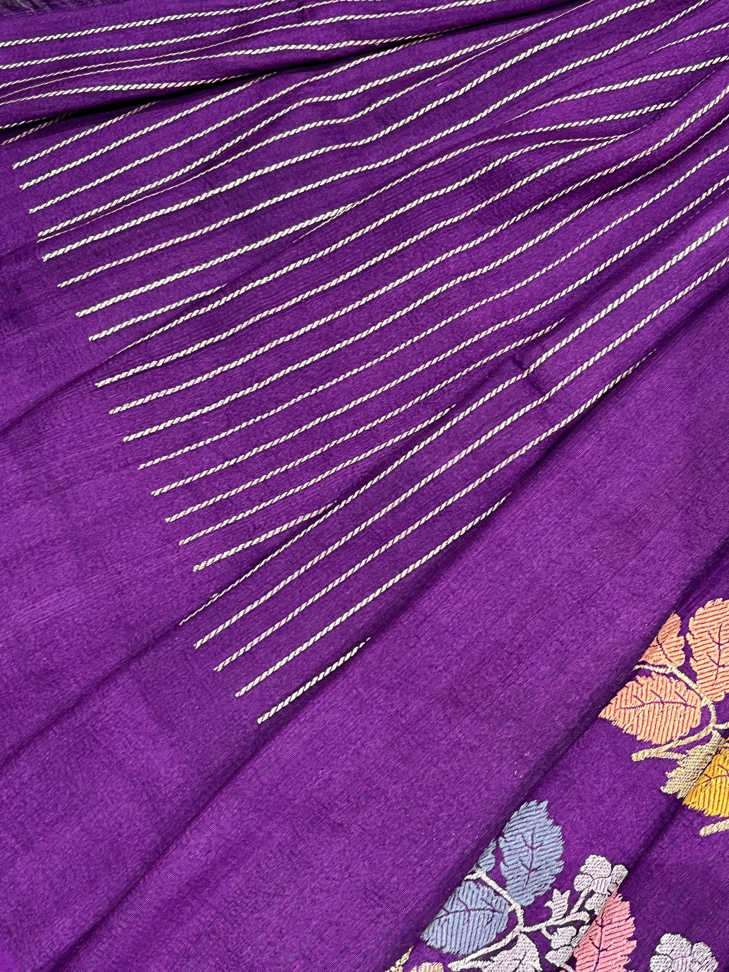 PURPLE TASSAR GEORGETTE PURE HANDLOOM BANARASI SAREE