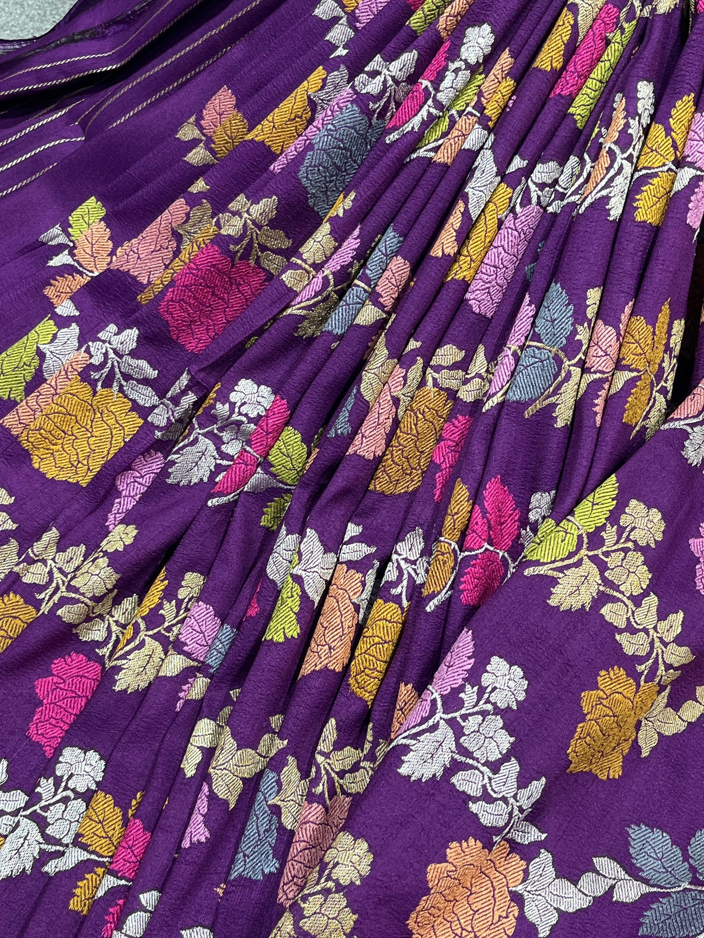 PURPLE TASSAR GEORGETTE PURE HANDLOOM BANARASI SAREE