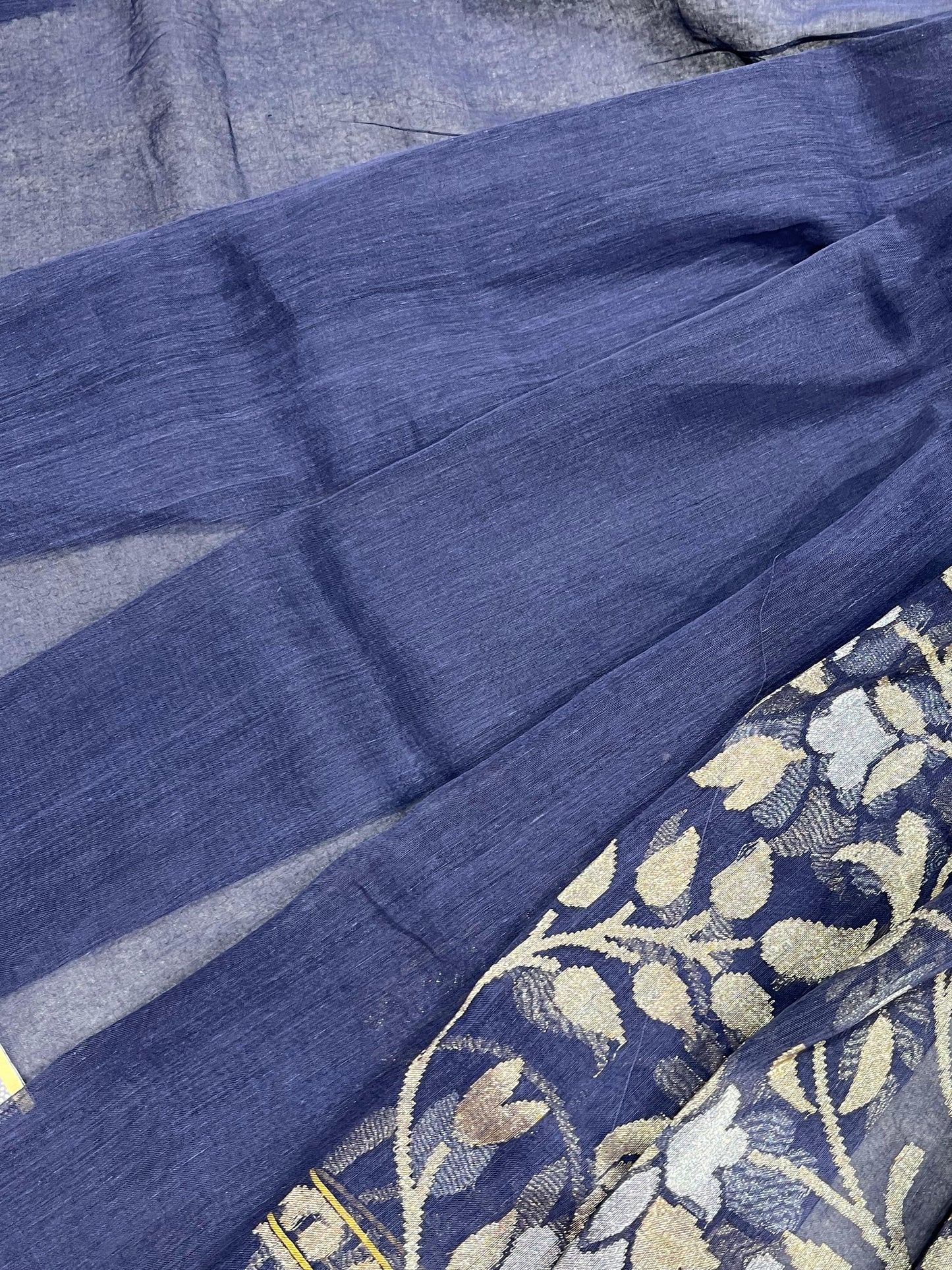 BLUE COTTON NILAMBARI PURE HANDLOOM BANARASI SAREE