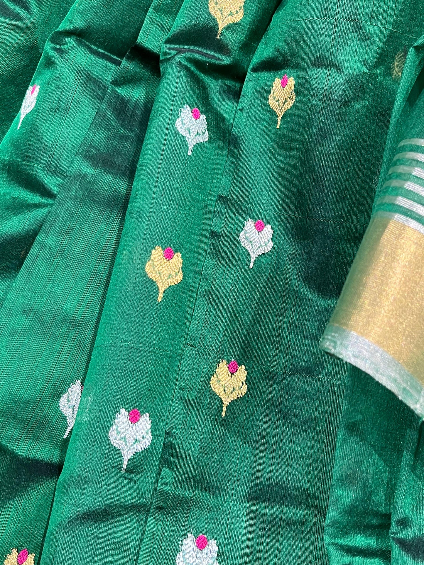 GREEN SILK PURE HANDLOOM CHANDERI SAREE