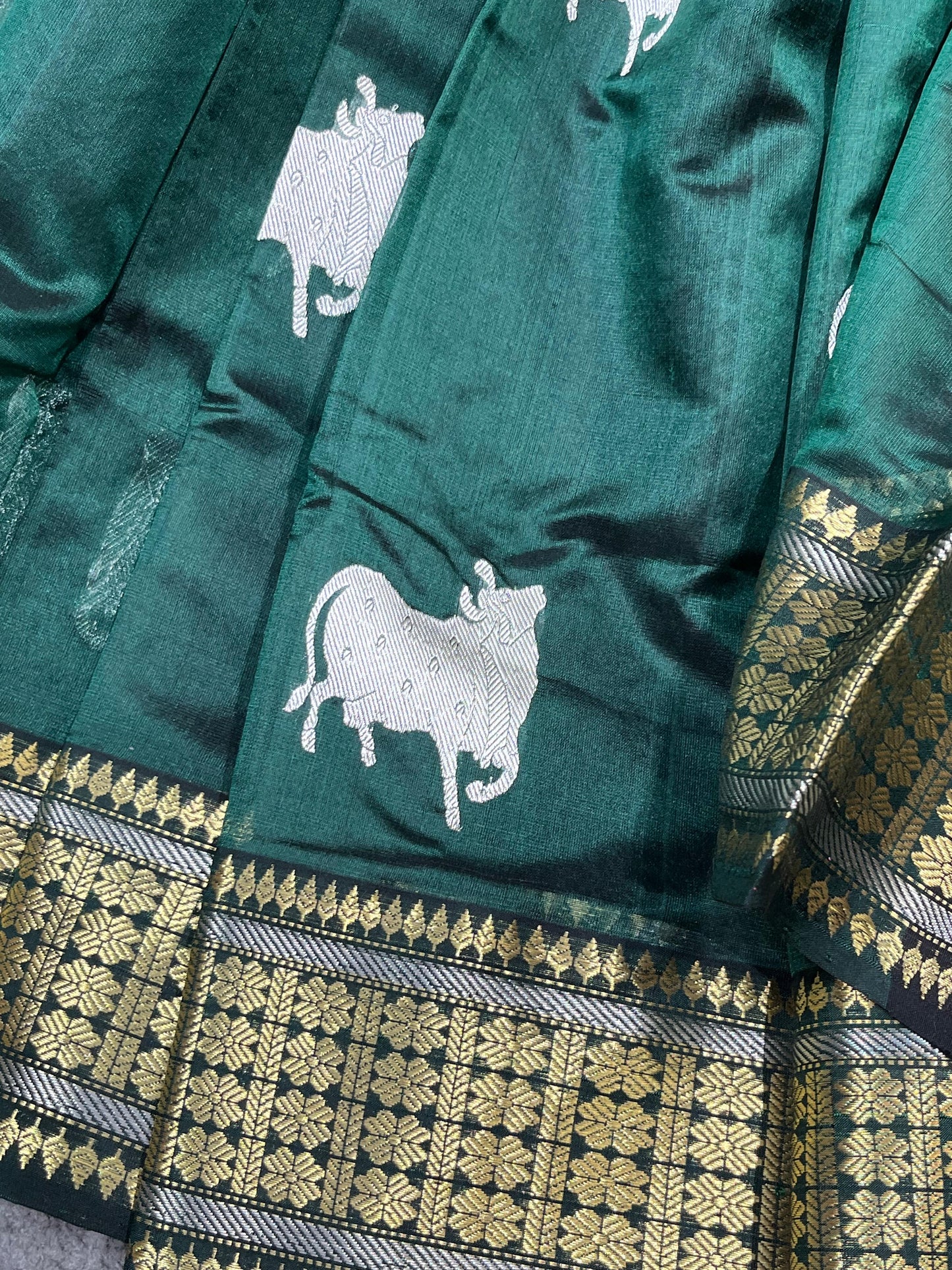 GREEN SILK PURE HANDLOOM CHANDERI SAREE