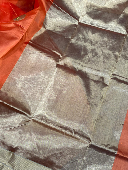 ORANGE SILK PURE HANDLOOM CHANDERI SAREE