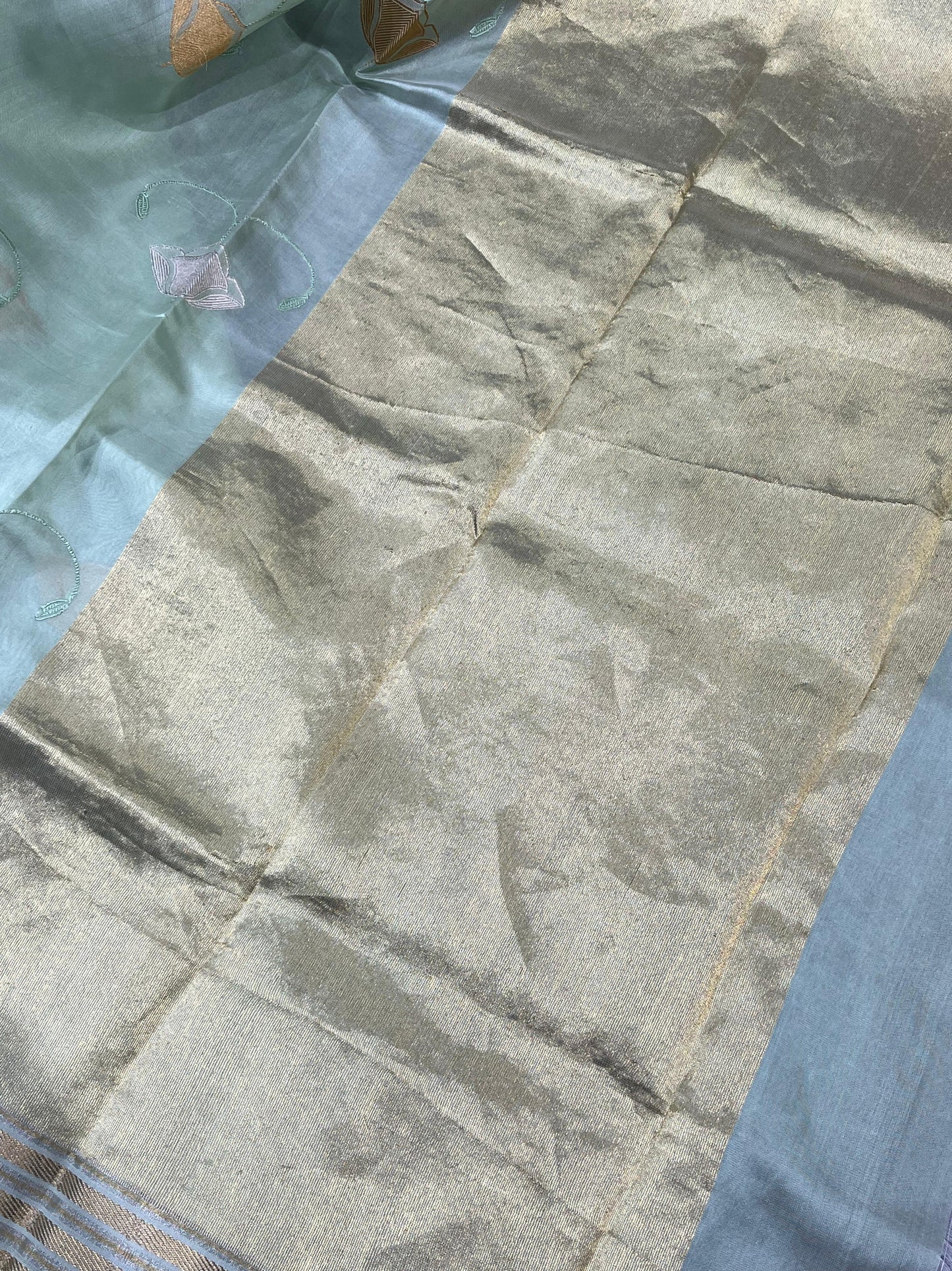 BLUE SILK PURE HANDLOOM CHANDERI SAREE