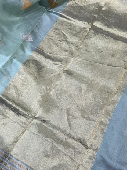 BLUE SILK PURE HANDLOOM CHANDERI SAREE