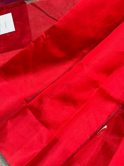 RED SILK PURE HANDLOOM CHANDERI SAREE