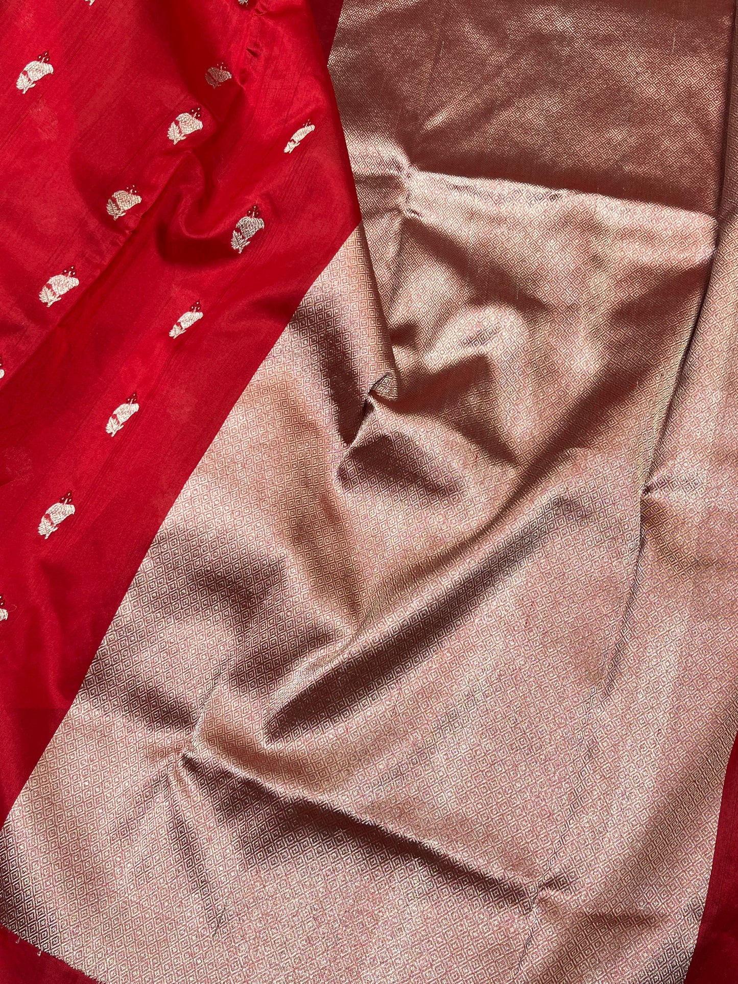 RED SILK PURE HANDLOOM CHANDERI SAREE