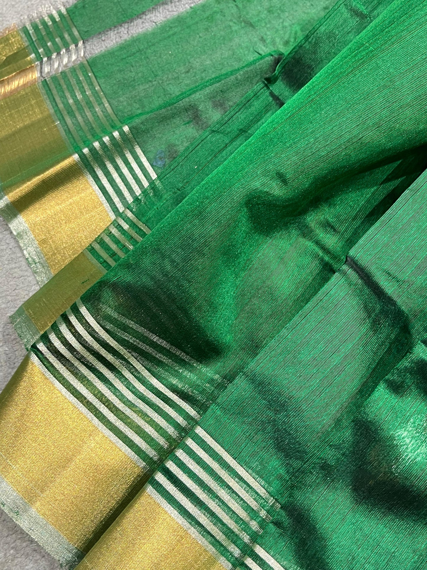 GREEN SILK PURE HANDLOOM CHANDERI SAREE