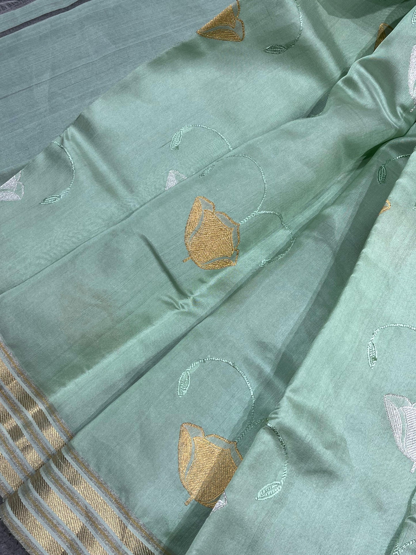 BLUE SILK PURE HANDLOOM CHANDERI SAREE