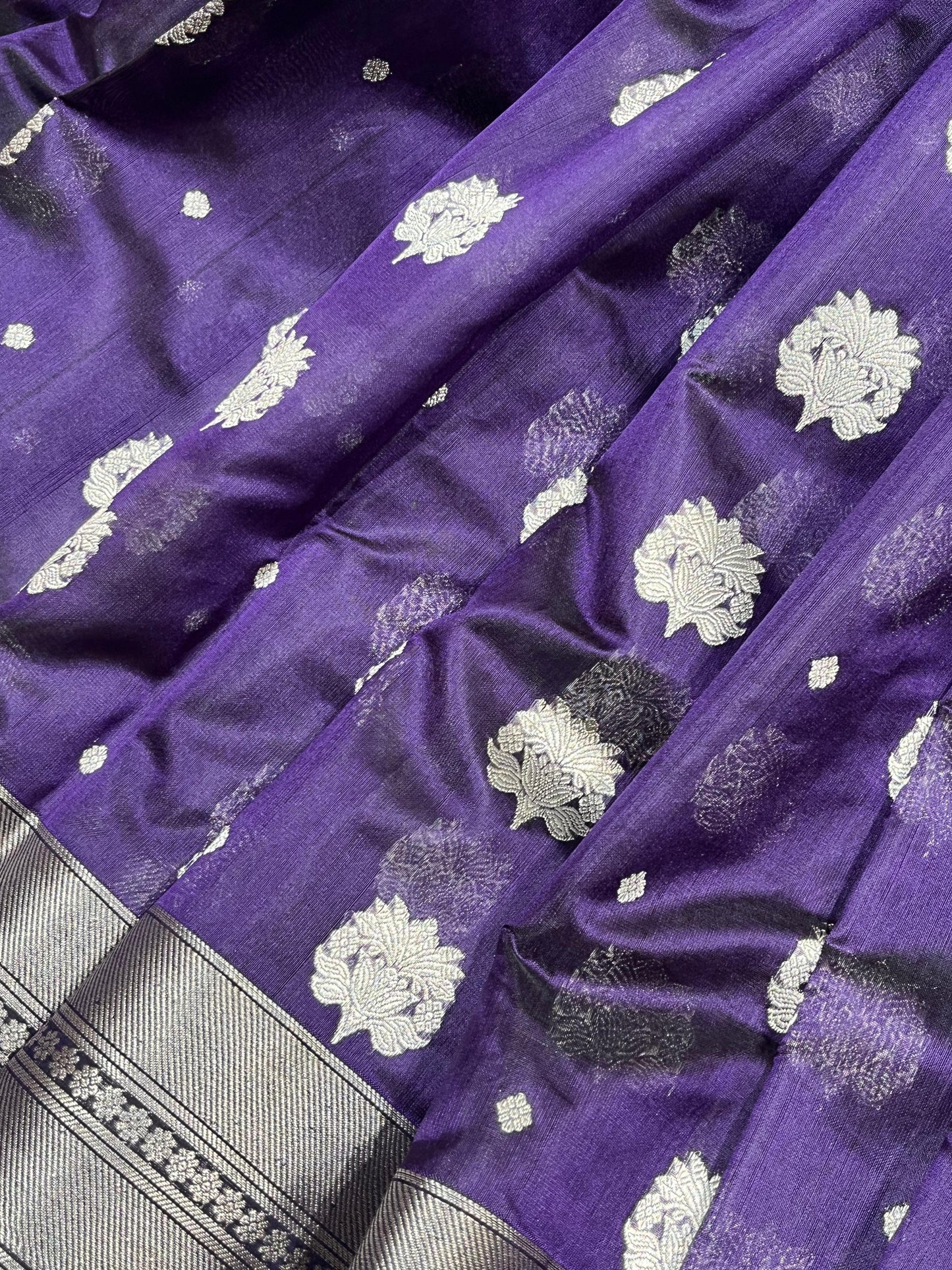 PURPLE SILK PURE HANDLOOM CHANDERI SAREE