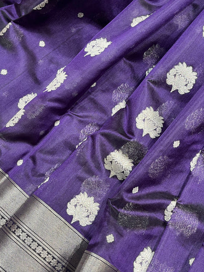 PURPLE SILK PURE HANDLOOM CHANDERI SAREE