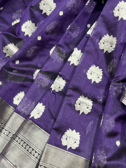 PURPLE SILK PURE HANDLOOM CHANDERI SAREE