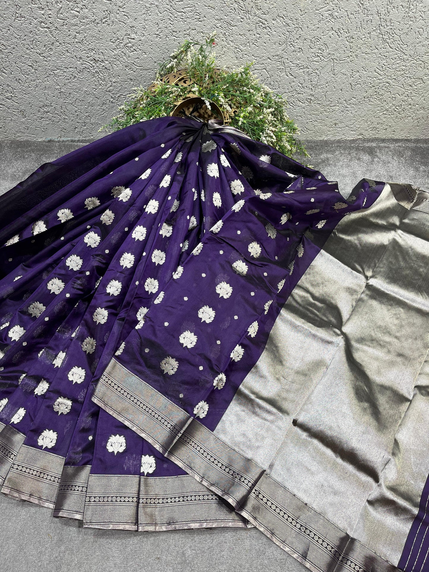PURPLE SILK PURE HANDLOOM CHANDERI SAREE