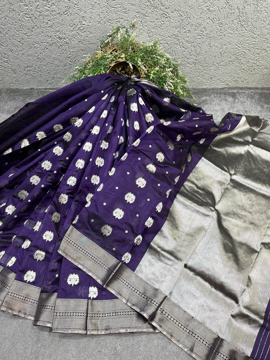 PURPLE SILK PURE HANDLOOM CHANDERI SAREE