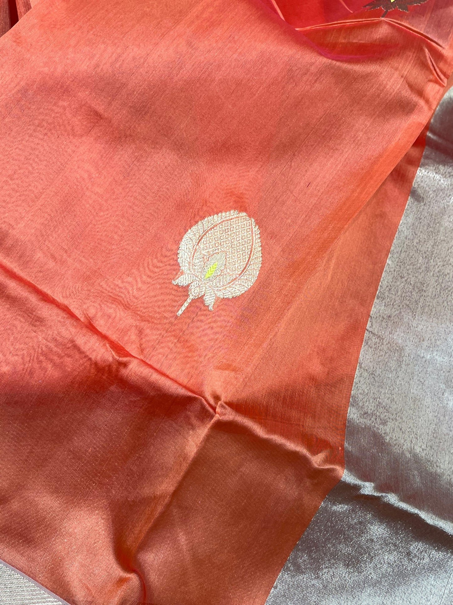 ORANGE SILK PURE HANDLOOM CHANDERI SAREE
