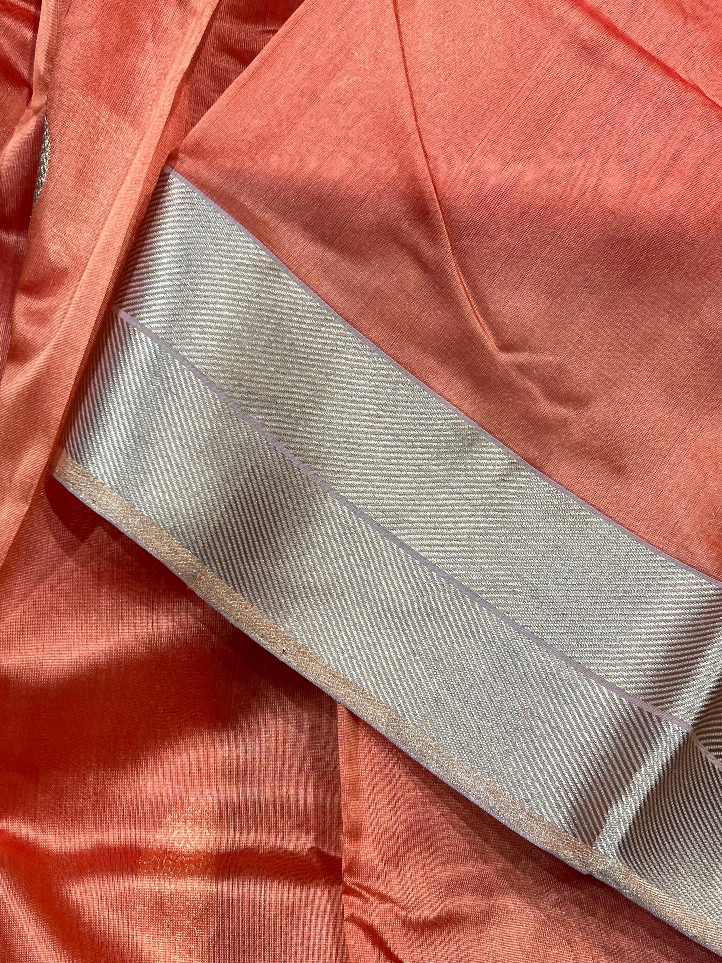ORANGE SILK PURE HANDLOOM CHANDERI SAREE