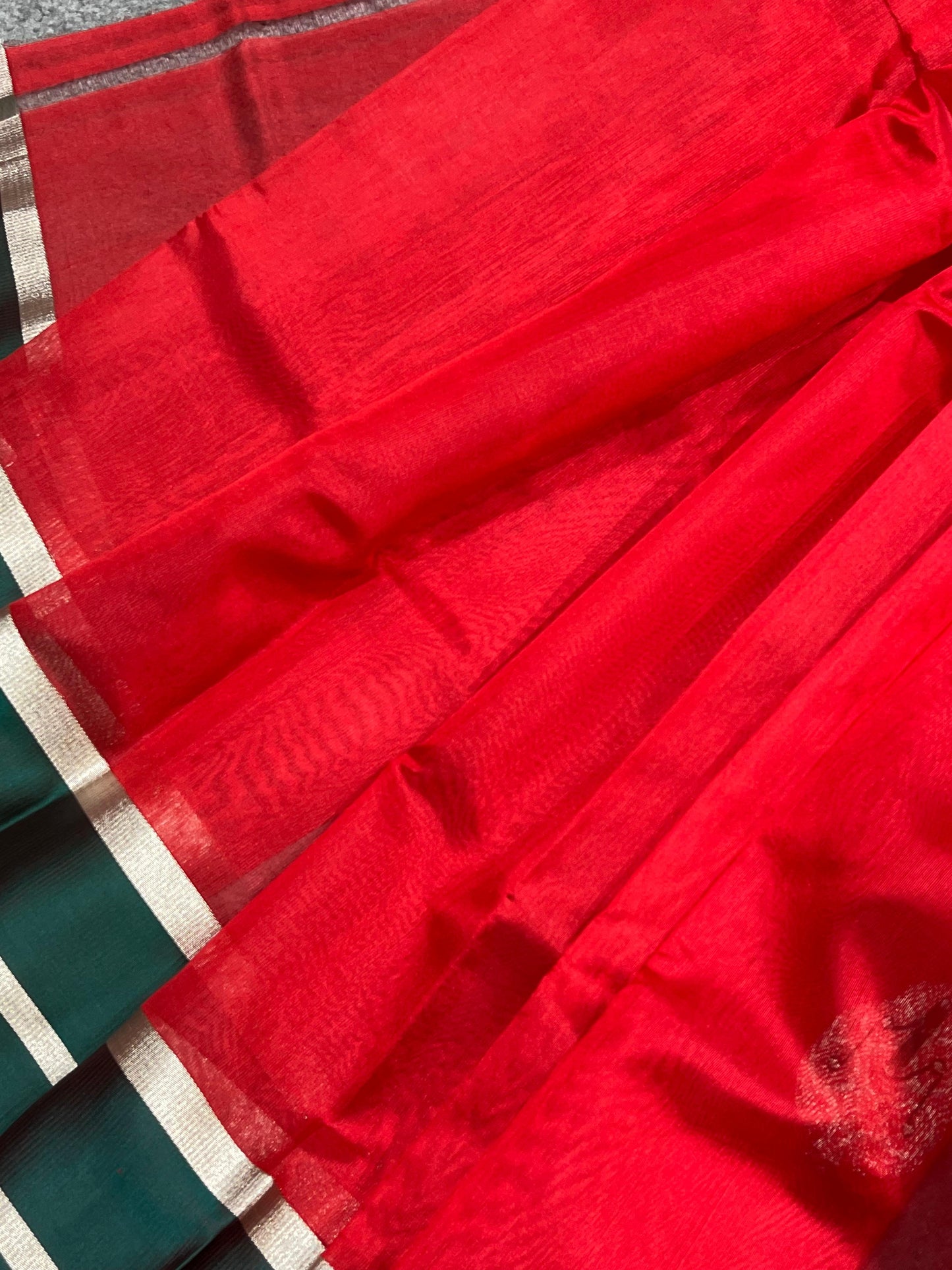 RED SILK PURE HANDLOOM CHANDERI SAREE